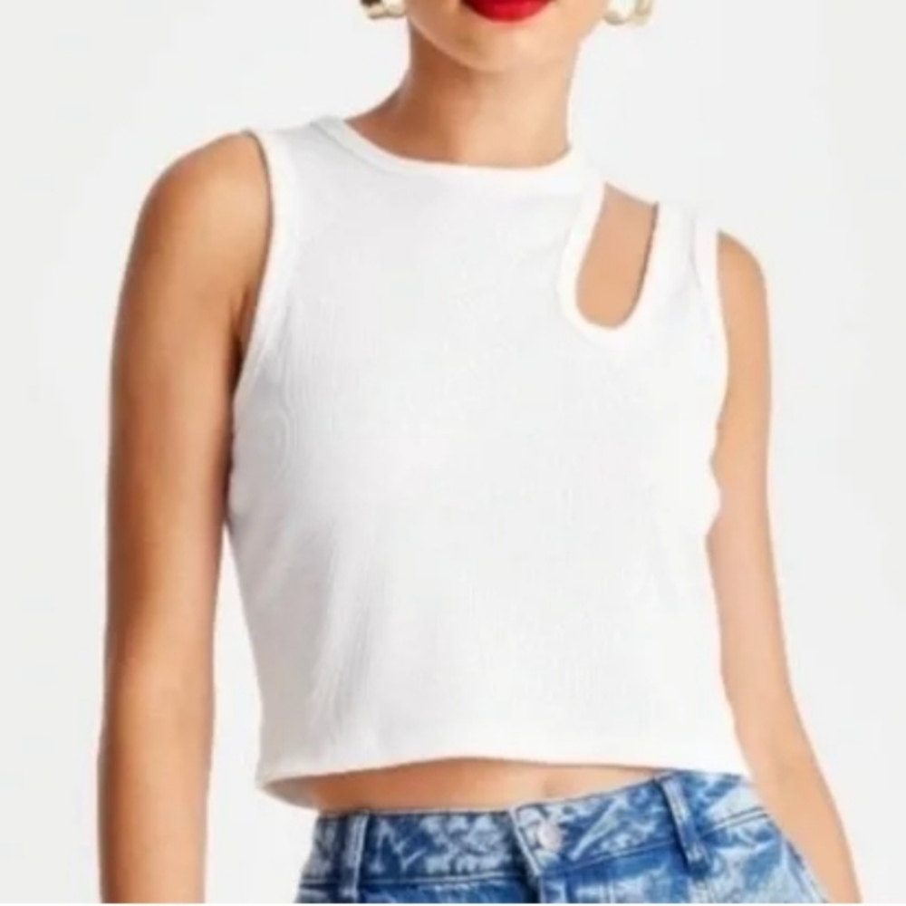Future Collective White Cutout Tank Top